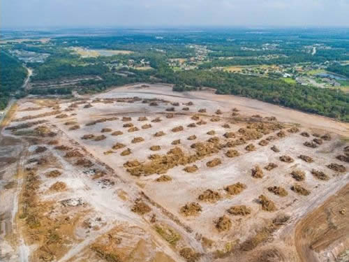 Aerial view of a land clearing project